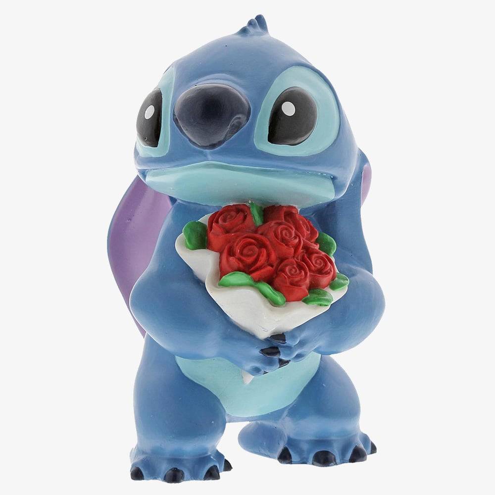Disney Showcase Stitch With Flowers Figurine 6002186 - Blue