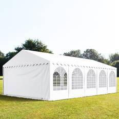 6x10 m partytält, med bottenram, PVC 800, brandsäker vit - (7858)