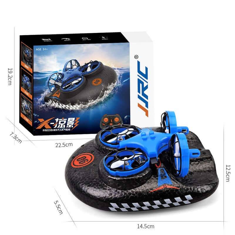 Three In One Multifunctional Toy RC Drone Boat Car - Blue