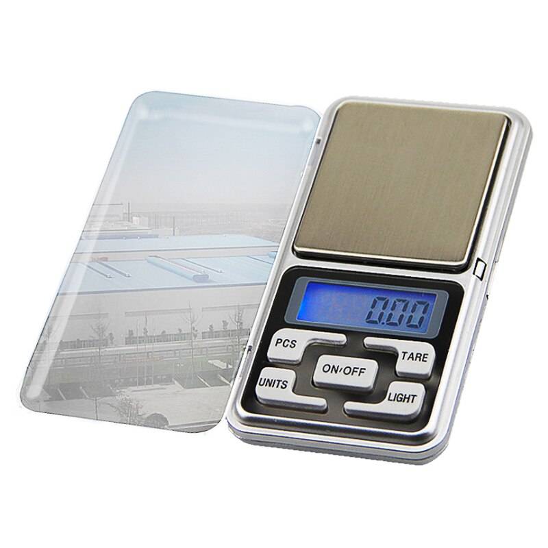Elektronisk lcd-skärm skala mini ficka digital skala för smycken köksvåg ( 500g/100g/200g/300g/0.01 g) silikon / abs knappar - 100g-0.01 kisel