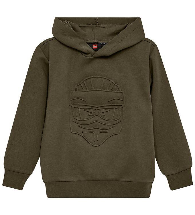 LEGO® Ninjago Hættetrøje - LWSaku 702 - Armygrøn m. Ninja - LEGO® Wear - 4 år (104) - Hættetrøje