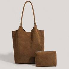 Retro höst-/vinterväska, nischdesign, mockamaterial, exklusiv känsla, mor-barn-väska, daglig pendling, mångsidig, avslappnad bucket-väska, matt textur - Brun