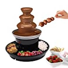 Elektrisk chokladfontän i 3 våningar, chokladfondue i rostfritt stål med smältfunktion med snacksbrickor och 6 gafflar, chokladfondue, ostfondue, fondue-set