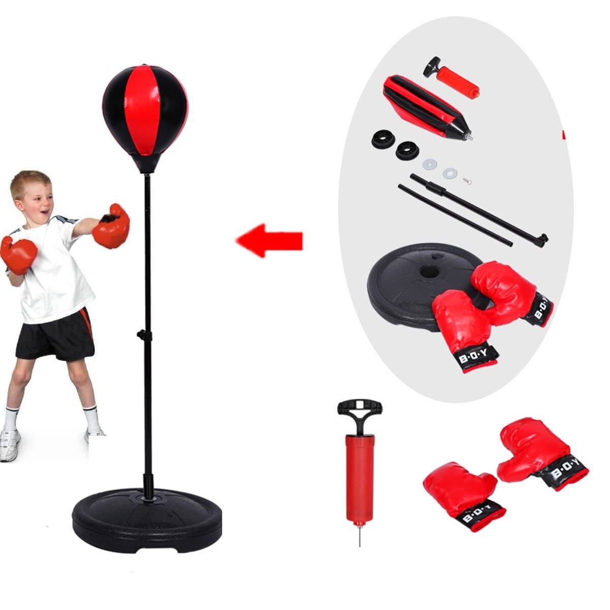 Justerbar höjd barn tonåringar stansning boll väska hastighet boxning sport set kampspel med handskar barn boxning set