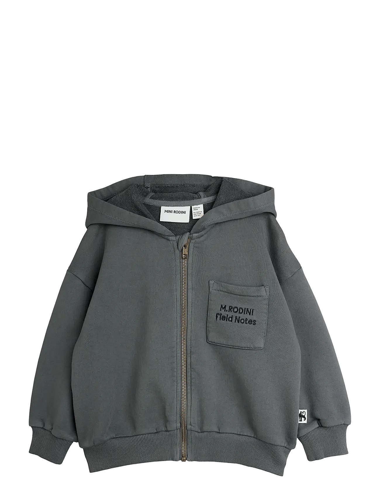 MINI RODINI M.rodini Field Notes Emb Hoodie | Grey | 104/110