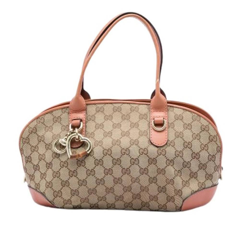 Gucci Vintage Pre-owned Canvas Satchel - Vintage - Dame - Beige - ONE SIZE - Læder