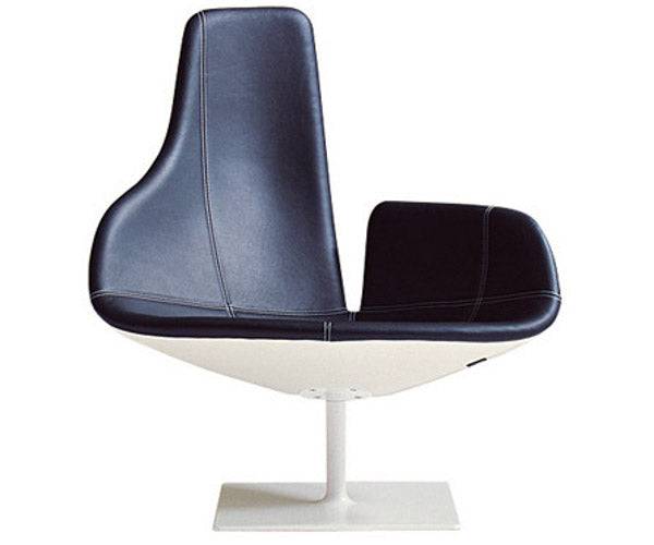 Moroso Fjord relax stol - Sort fod, Sort front, Hvid Bag læder