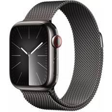 APPLE - Watch Series 9 GPS + Cellular 41mm Graphite Stainless Steel Case with Graphite Milanese Loop