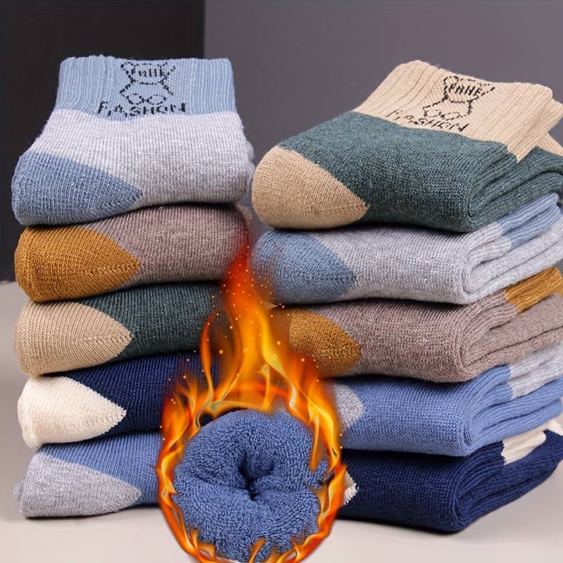 12 Pairs Boys' Thermal Winter Socks - Thick Warm Mid-calf With Patterns, - Sole Suitable For, Play & Cold Weather - Durable & Comfortable ' Sock 12-pair Pack