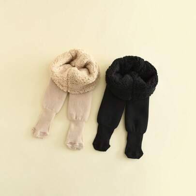 2 st strumpbyxor för småbarn, varma baby-leggings för höst/vinter i vitt och svart - Multifärgad (4-7Y,6-12M,1-2Y,2-3Y,6-8Y,8-12 år,4-6Y,3-5Y,2-4Y)