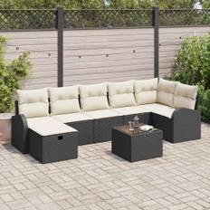 vidaXL 8-delt havesofa sæt med hynder, sort polyrattan