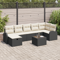 vidaXL 8-delt havesofa sæt med hynder, sort polyrattan