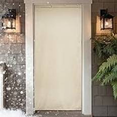 Dörrgardin i vinterbomull, tjockt isolerat, vindtätt akustiskt barriär, varma beige hängande gardiner, 110 x 240 cm, perfekt för värmeskydd i hemmet