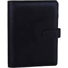Læder A5 Ringbind Planner Notesbog Planner med magnetisk spænde (Indre papir ikke inkluderet) - Sort Black—PA