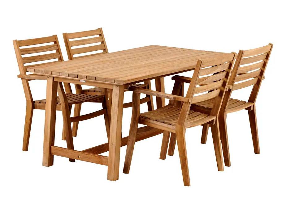 Brafab Keros matgrupp Teak 4 karmstolar & bord 160x90 cm