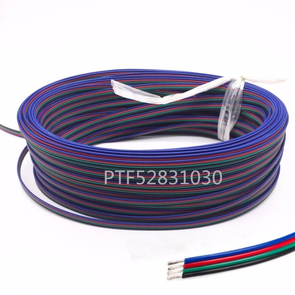 2m 5m 10m 20m 50m 4- stifts förlängning rgb + svart kabelanslutningskabel för dc5v ws2801 ws2812b dc12v 3528 5050 rgb led-strip-ljus