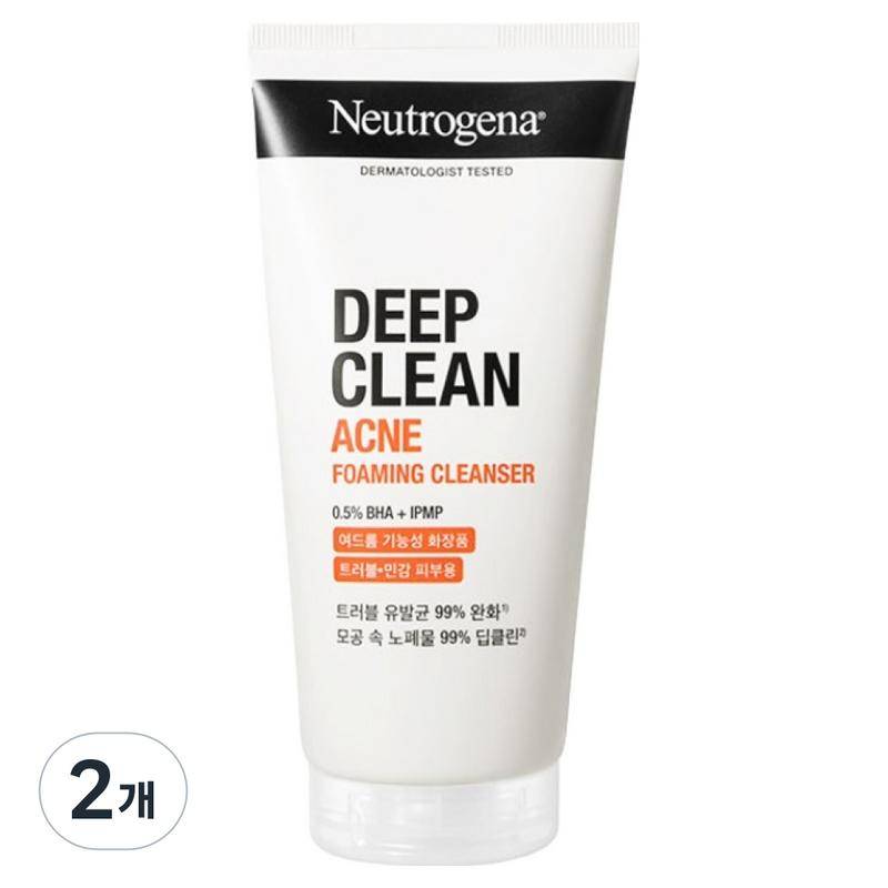 Neutrogena Deep Clean Acne Skummande Rengöring, 150g, 2 st white