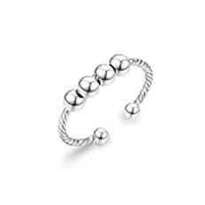 Fidget rädsla ring kvinnor 925 sterling silver justerbar spinnare fidget ring öppen fingerring antistress anxiety smycken för kvinnor 8 #