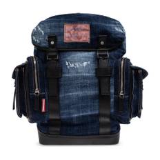 Dsquared2, Tasker , Herre, Blå, ONE SIZE, Denim, Denim rygsæk med logo