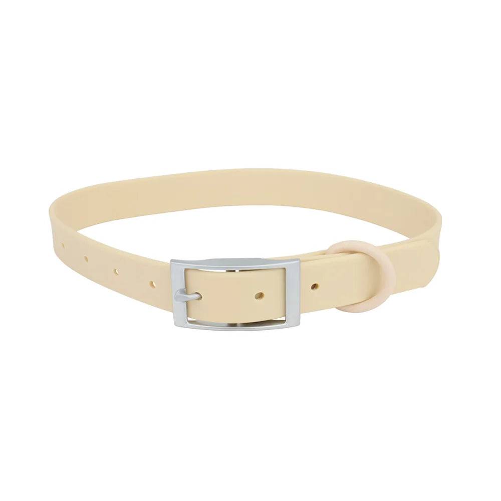 Waterproof Adjustable PVC Pet Collar — 12 Colours - beige / XS neck 19-25cm (XS neck 19-25cm)