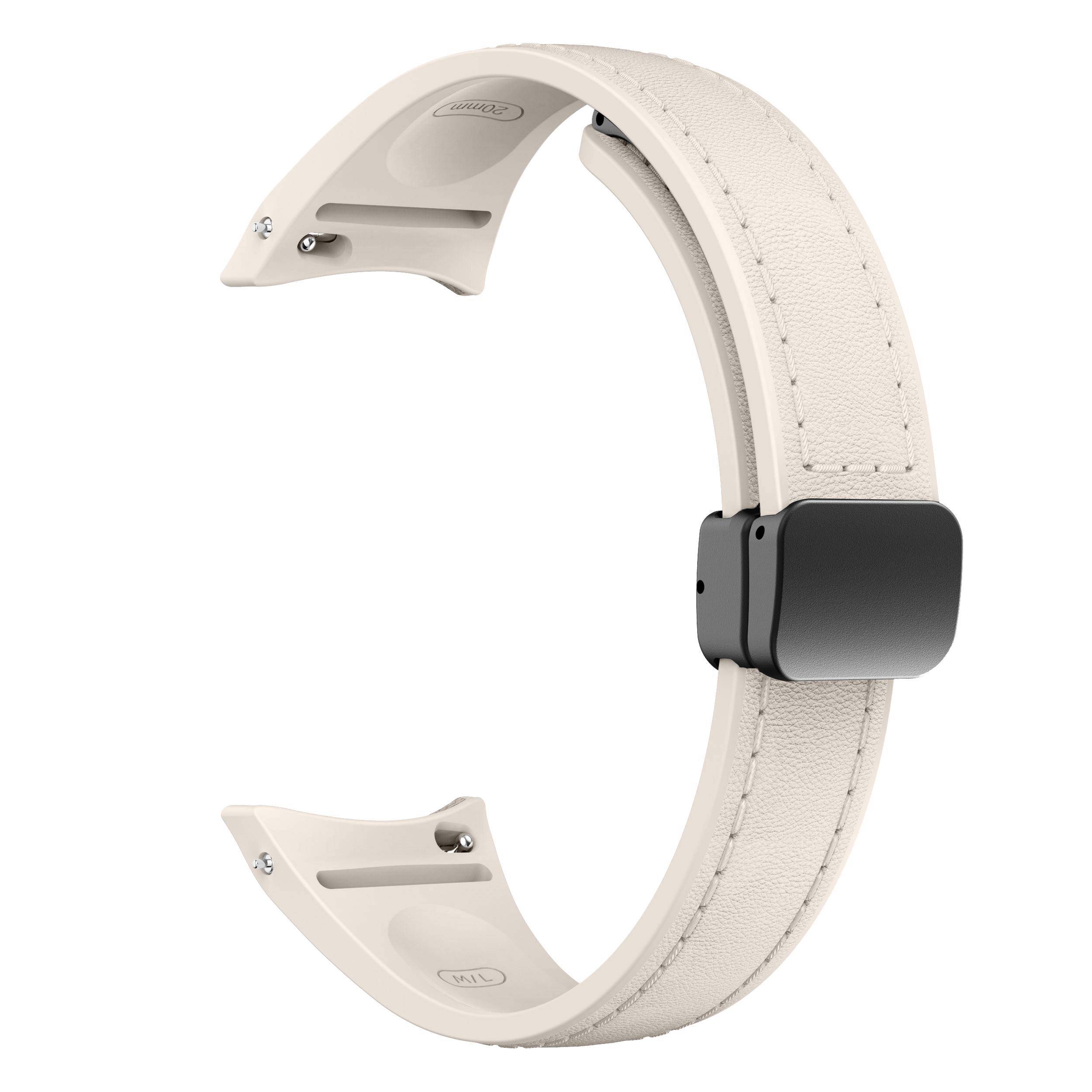 Äkta Läder+silikonrem för Samsung Galaxy Watch 7 6 4 Classic 40mm 44mm 47mm Smalt armband Galaxy Watch 5 Pro 45mm Rem