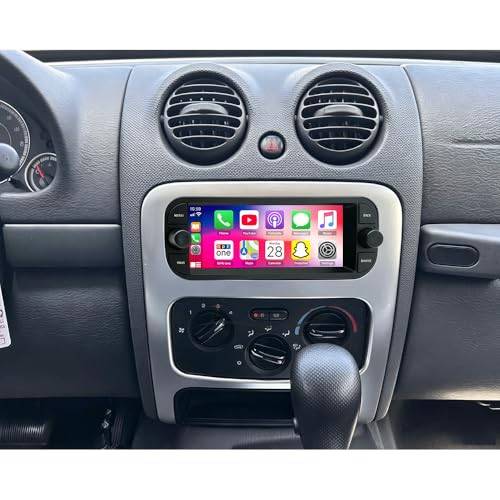 Android 14 bilradio för Jeep Liberty 2001-2007, 6,86 tums 2 Din pekskärm, Bluetooth, trådlös skärm, Carplay, Android, backkamera, WiFi, GPS, spegelnavigator, FM/RDS SWC 2 + 32 G