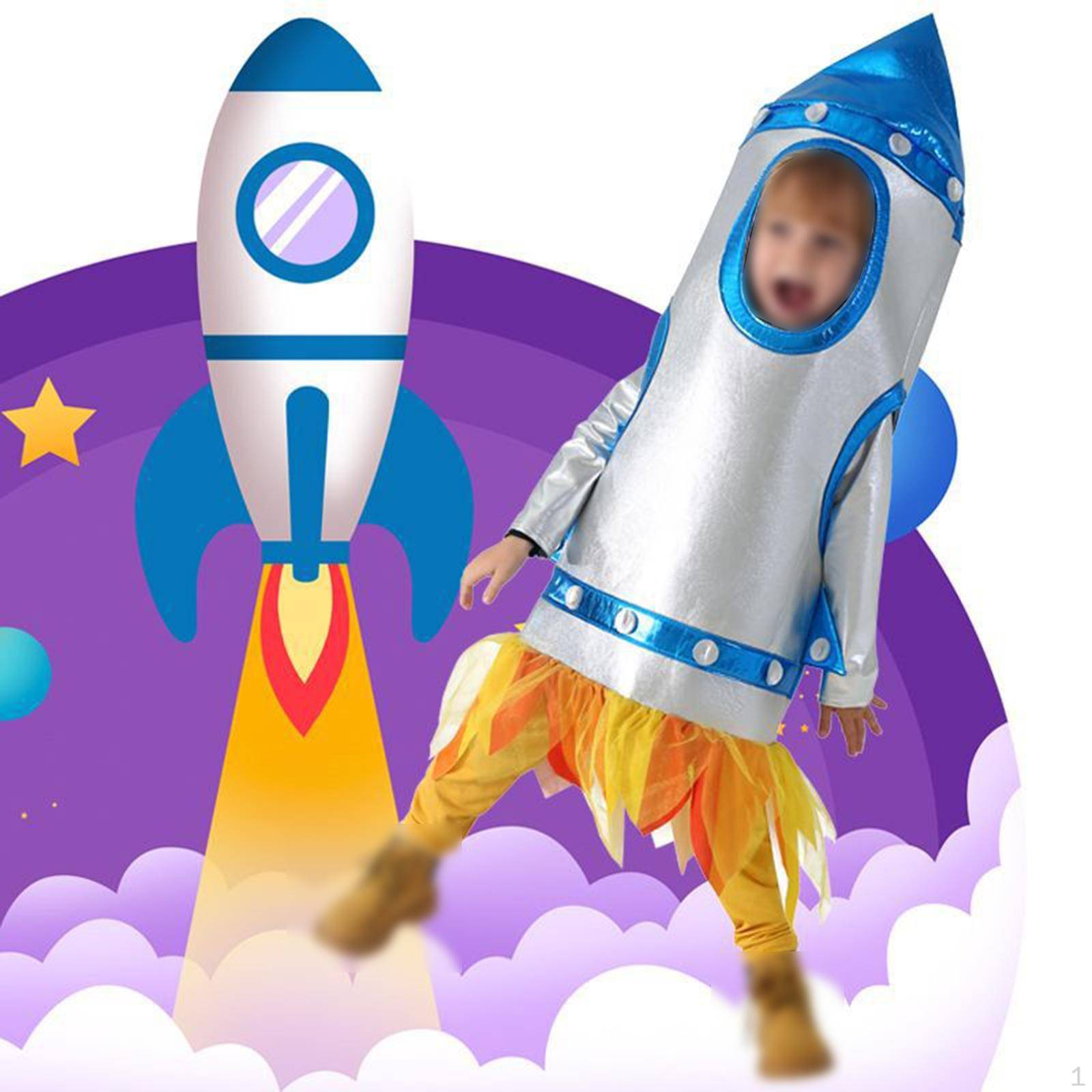 Kids Rocket Costume Stage Performance Clothing Role Play cm blue