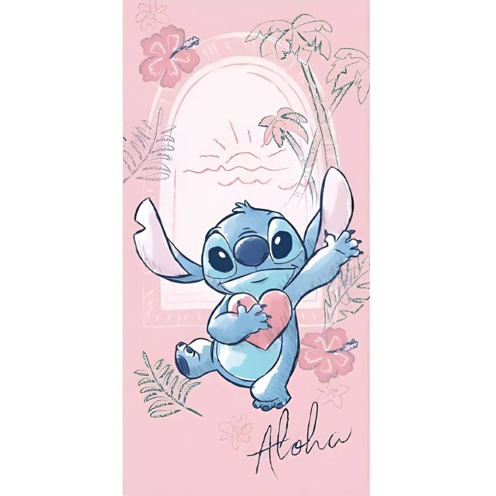 Lilo & Stitch Handduk/Strandhandduk 70x140 cm – Badlakan Snabbtorkande Rosa