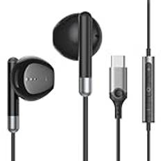 USB C hörlurar, Typ C hörlurar trådbundna hörlurar Stereo brus in-ear hörlurar reduktion, USB C hörlurar med mikrofon och volymkontroll kompatibel för Samsung Galaxy S23 Ultra S22 A54