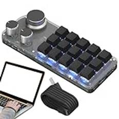 Macro Keyboard | 15-Key Mechanical One-Handed Keyboard | RGB Keypad USB Wired Keypad Programmable | Hot Swappable Keyboard | Portable Macro Keyboard For Game & Works