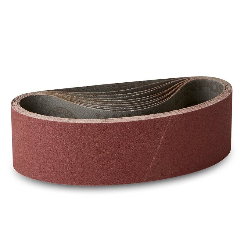10 st. 75x610mm slipband med kraftig rygg Korn P80