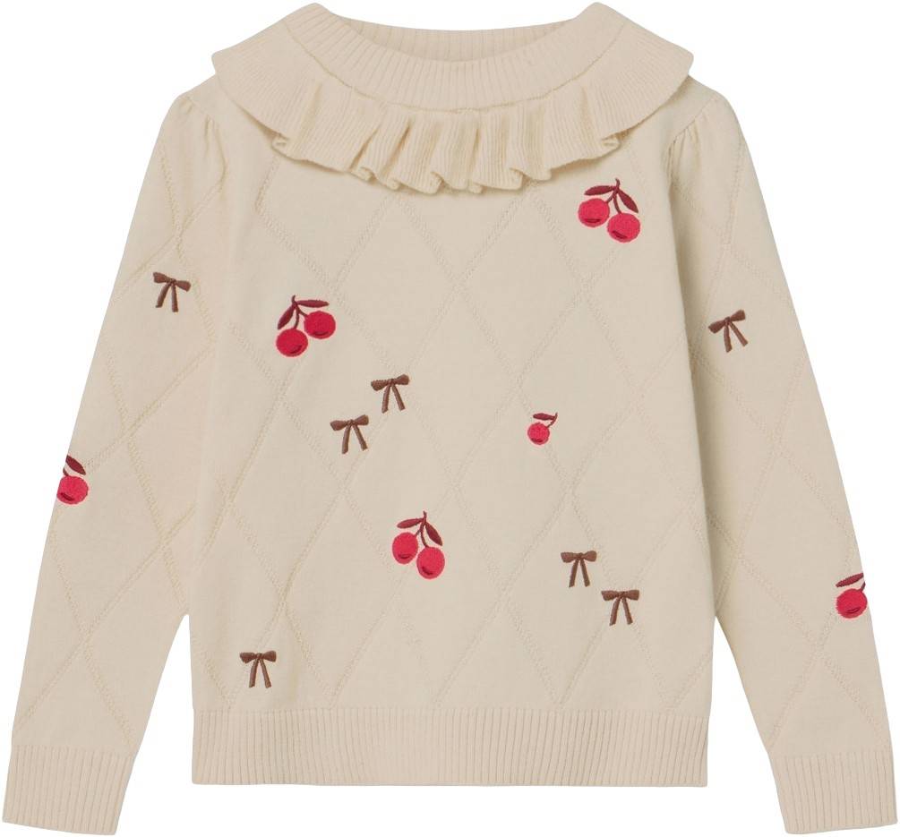 Fliink Nova Embr. Ruffle Pullover Stl. 2-3 YRS (95 CM) unisex - Blusar Från Magasin - Sandshell (2-3 YRS (95 CM))