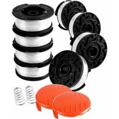 Spole til snor til Black and Decker græstrimmer, 8 spole med snor til buskrydder med 2 spolecover og 2 fjedre
