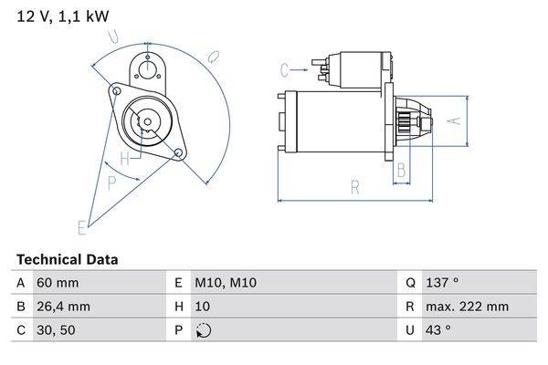 Startmotor 12V BOSCH - mercedes-benz - OE 006 151 59 01, 006 151 59 01 80, 444224