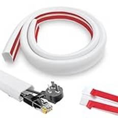 Kabelkanal golv 25 mm x 14 mm, 2 meter kabelbro golv självhäftande, flexibel PVC golvkabelskydd, kabelskydd för att dölja en strömkabel, högtalar- eller TV-kabel, vit