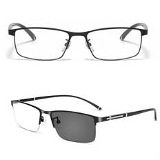 Photochromic Auto Zoom Reading Glasses HD Near Far Anti-blue Light Business Presbyopia Glasses - +250