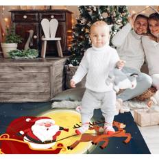 Tecknad jultomte i sin släd julmatta