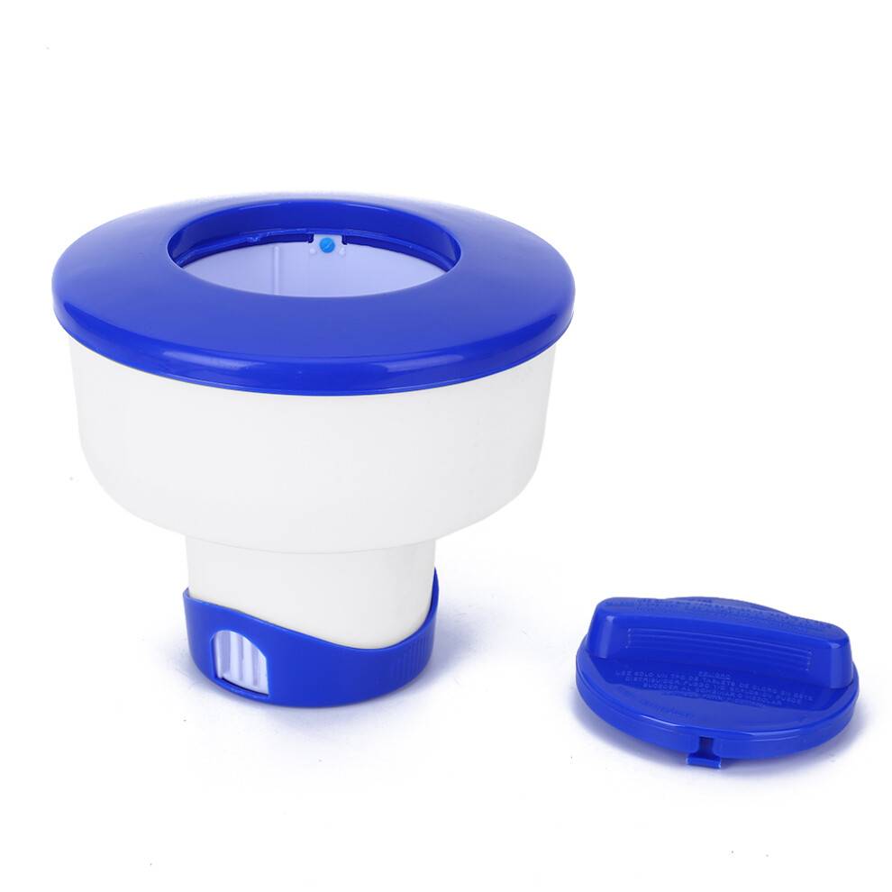 Klorflyderdispenser til pool, flydende dispenser til pools, passer til 3-tommer tabletter med justerbar flowkontrol, holdbar konstruktion, kraftig