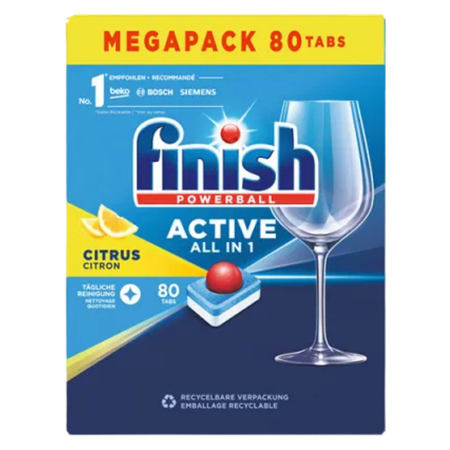 Finish Active All-in-1 Citrus Diskmaskinstabletter – 80 st