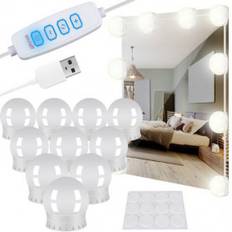 10 LED-lampor till spegel Justerbar LED-belysning med kontroll till sminkspegel