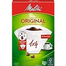 Melitta, 80 kaffefilter, storlek 1 x 4, för filterkaffebryggare, 1 påse med avkalkningsmedel, original, vit