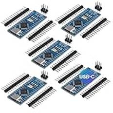 AZDelivery 5 x AZ-Nano V3-brädset med USB-C-anslutning | Atmega CH340 Chip Atmega328 CH340 | Kompatibel med Arduino, Arduino Pro Micro och Arduino Nano V3 | Inklusive e-bok