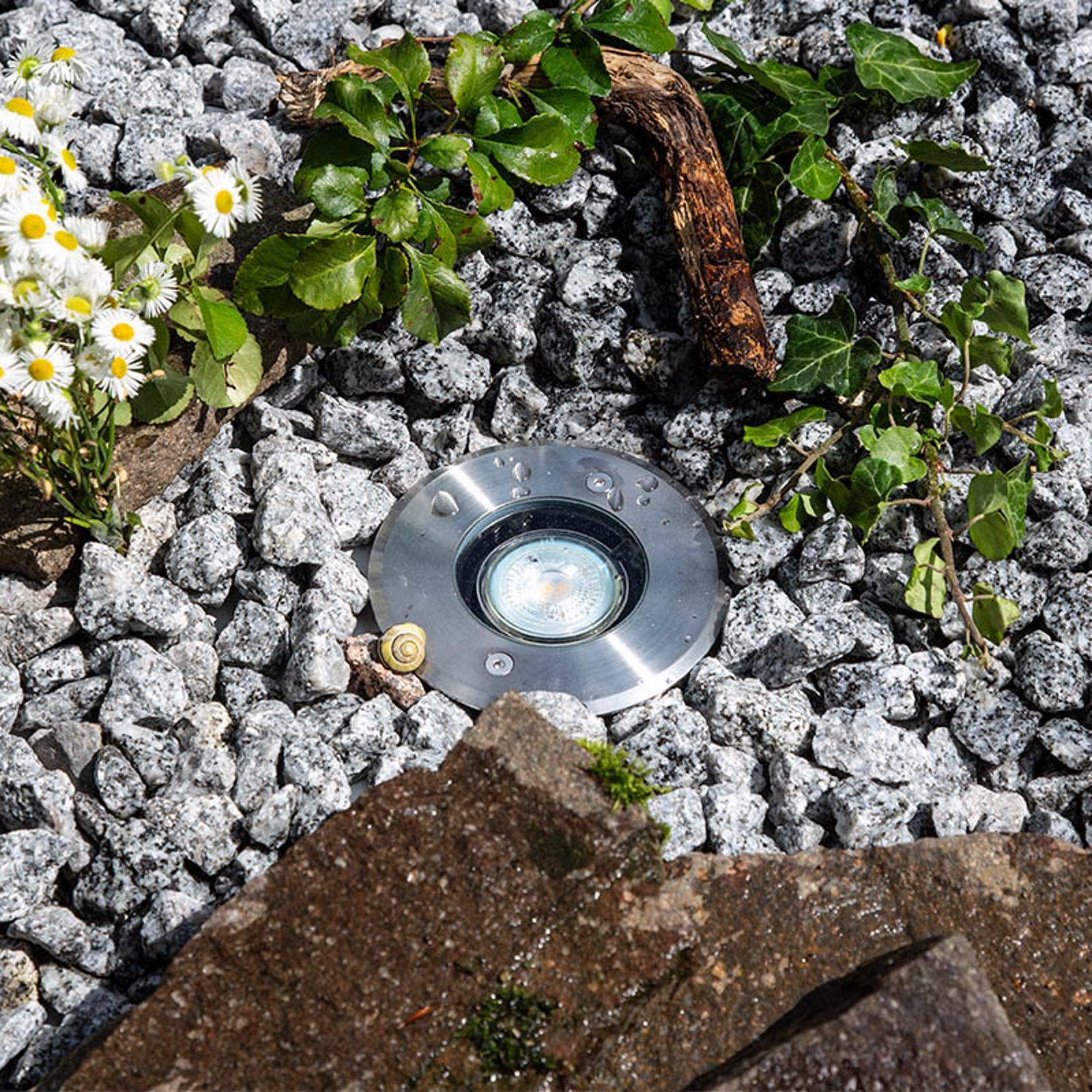 EVN Talpa golvinbyggnadslampa GU10 stål rund, Aluminium / grå / zink, Rostfritt stål, Modern
