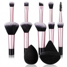 12st bärbar makeupborste, inklusive rougeborste, pulverborste, konturborste, foundationborste, ögonskuggsborste, eyelinerborste, vinkelborste, detaljb - Multifärgad