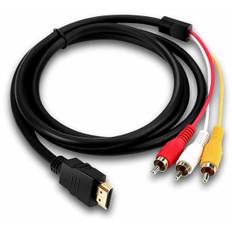 HDMI till RCA, HDMI till 3RCA Dekoder HD Konverteringskabel, Röd Gul Vit Ljud Video Kabeladapter för TV HDTV DVD - 1.5m