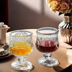 6 st mini graverade glas med fot, whiskyglas, graverade glas med fjärils- och diamantmönster, lämpliga för sprit, brandy och vin, återanvändbara, mult - transparent (6 st diamantbägare,6 st fjärilsmönstrade bägare)