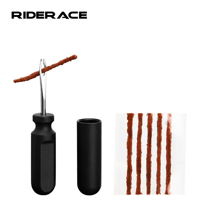 RIDERACE Bike Tyre Puncture Sealant Rubber Stripe Drill Set Tubeless Bicycle Tire Repair Kit  Road Cycling  Tires Tool