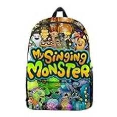 SPSMOKH Anime skolväskor My Singing Monsters ryggsäck för tonåringar, My Singing Monsters Oxford skolväska, animeringsryggsäck med graffiti, 12, 28*47cm