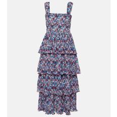 Ganni Floral pleated georgette midi dress - multicoloured - M