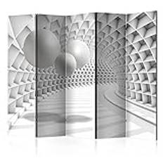 murando Dekorativ rumsavdelare 3D-effekt 225x172 cm dubbelsidig fällbar 5 paneler Room Partition Non-Woven Canvas tryck Opaque Foto hemmakontor Tunnel Vit a-C-0080-z-c